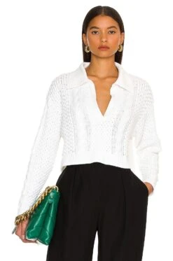 Miles Cable Pullover White