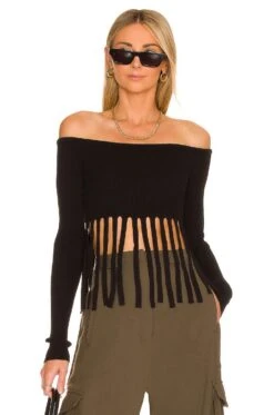 Harrel Fringe Sweater Black