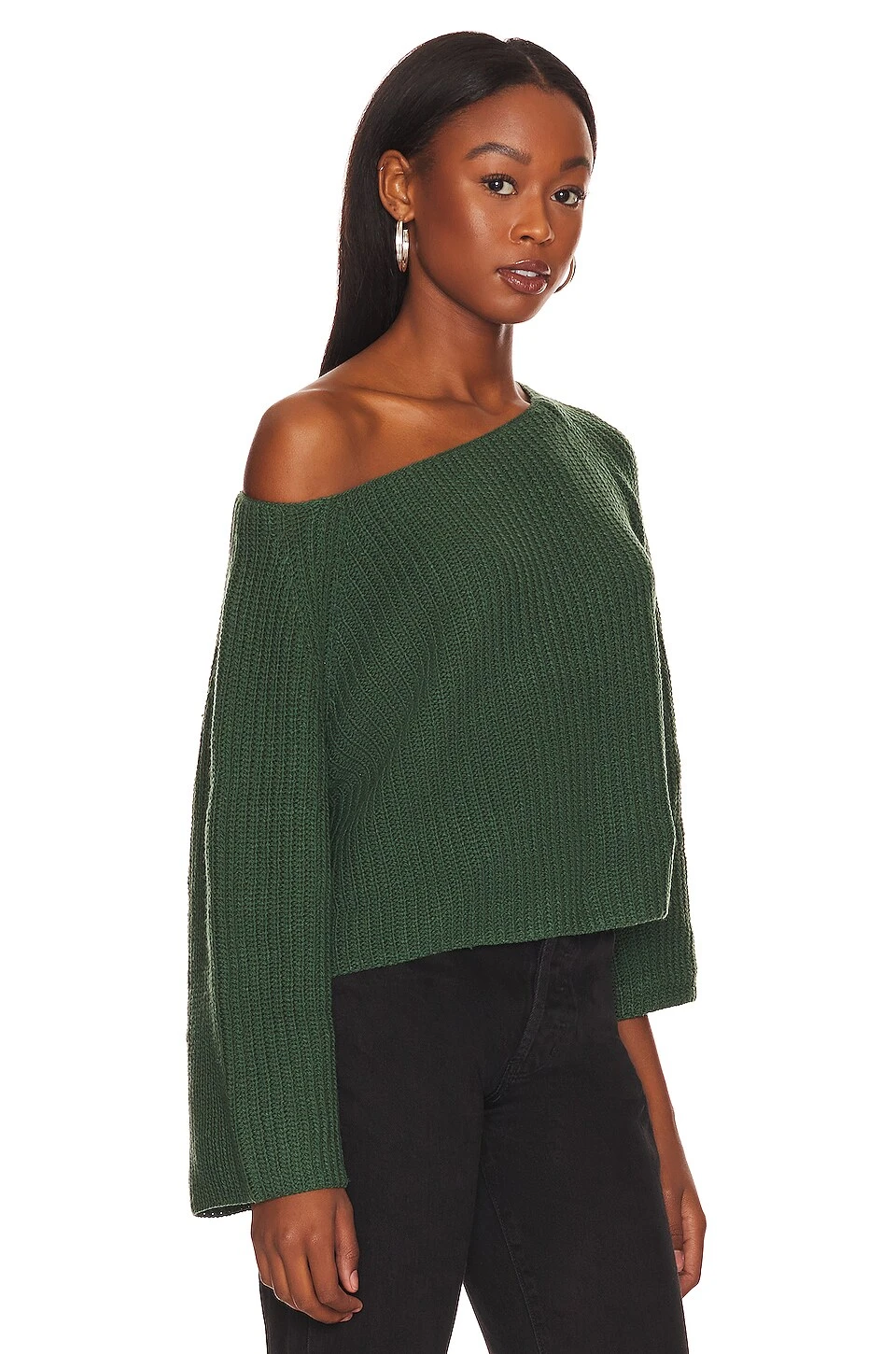 Jaide Off The Shoulder Crop Sweater Dark Green 4 Jaide Off The Shoulder Crop Sweater Dark Green - Image 2