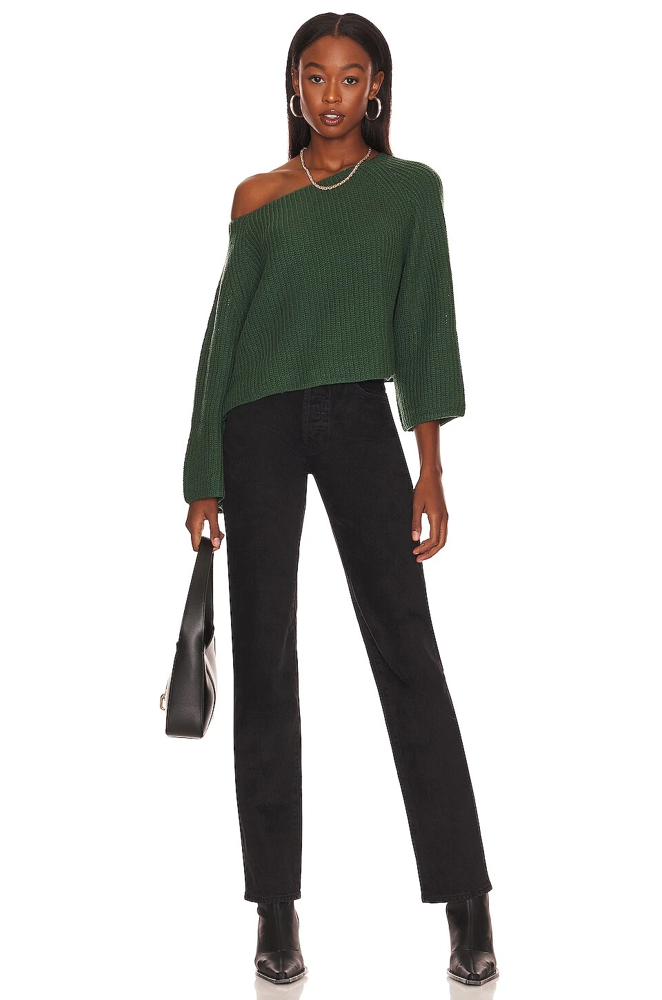Jaide Off The Shoulder Crop Sweater Dark Green 6 Jaide Off The Shoulder Crop Sweater Dark Green - Image 4