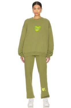 Go Where The Love Is Crewneck Hoodie Olive -Camila coelho Shop LLOV WK9 V4