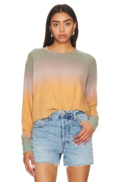 Brushed Raglan Pullover Sunset Print