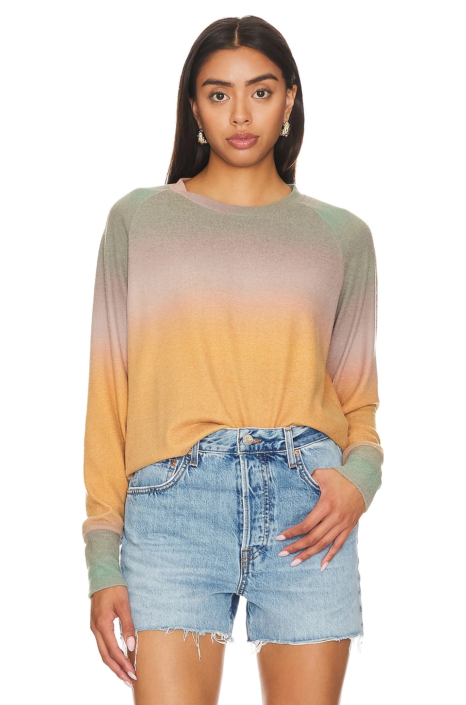 Brushed Raglan Pullover Sunset Print 3 Brushed Raglan Pullover Sunset Print