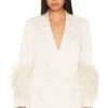 Doubleface Satin Broad Shoulder Blazer W Ostrich Cream 1 Doubleface Satin Broad Shoulder Blazer W Ostrich Cream -Camila coelho Shop LOIN WO1 V1