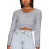 Galina Cropped Pullover Steel Blue -Camila coelho Shop LOVF WK1133 V1