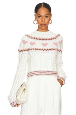 Lanelle Fairisle Cropped Sweater Pink & Purple Multi