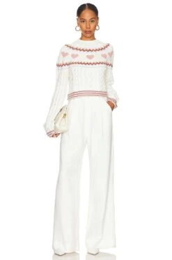 Lanelle Fairisle Cropped Sweater Pink & Purple Multi -Camila coelho Shop LOVF WK1173 V4