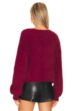 Malia V Neck Sweater Burgundy -Camila coelho Shop LOVF WK1176 V3