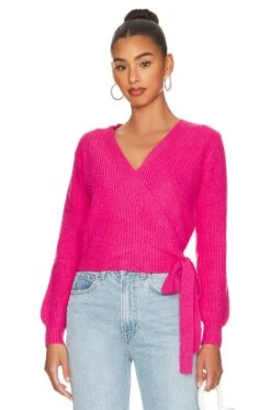 Lisseth Wrap Sweater Hot Pink