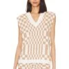 Carice Checkered Vest Nude & White -Camila coelho Shop LOVF WK1204 V1