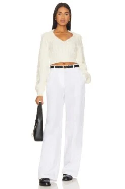 Mel Cable Knit Sweater Ivory -Camila coelho Shop LOVF WK1208 V4