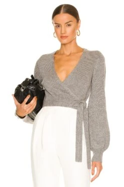 Balloon Sleeve Wrap Med Heather Grey