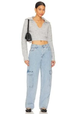 Carly Deep V Sweater Heather Grey -Camila coelho Shop MOTO WK44 V4