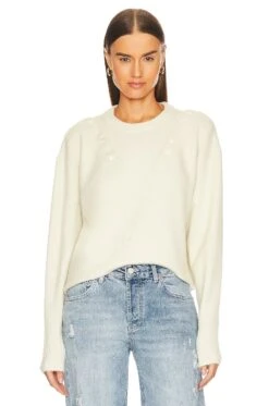 Braxton Double Button Crewneck Sweater Snow