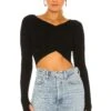 Wrap Ribbed Crop Black 2 Wrap Ribbed Crop Black -Camila coelho Shop NBDR WK33 V1