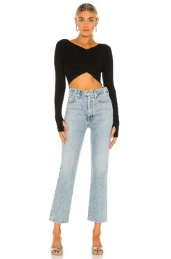 Wrap Ribbed Crop Black -Camila coelho Shop NBDR WK33 V4