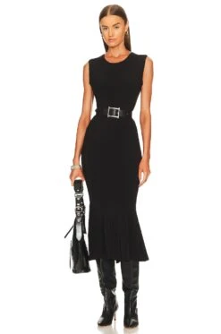 Norma Kamali MIDI-KLEID FISHTAIL Black