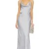Norma Kamali Cross Back Bias Gown Silver -Camila coelho Shop NKAM WD449 V1
