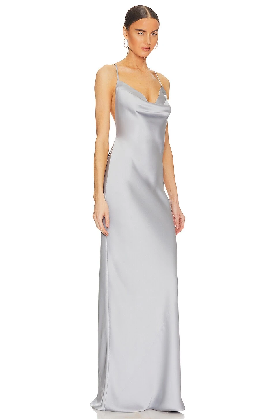 Norma Kamali Cross Back Bias Gown Silver 4 Norma Kamali Cross Back Bias Gown Silver - Image 2
