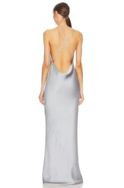 Norma Kamali Cross Back Bias Gown Silver 7 Norma Kamali Cross Back Bias Gown Silver -Camila coelho Shop NKAM WD449 V3