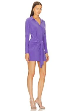 Norma Kamali X REVOLVE Mini Tie Front Nk Shirt Dress Grape -Camila coelho Shop NKAM WD462 V2