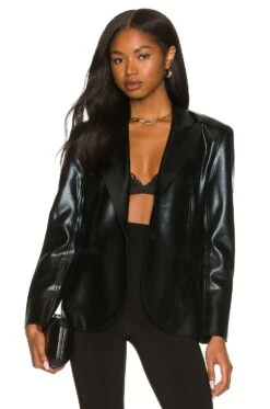 Norma Kamali Single Breasted Jacket Black Foil