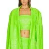 Norma Kamali Sequin Oversized Double Breasted Jacket Neon Green
