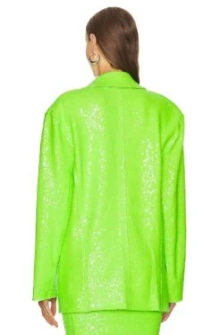 Norma Kamali Sequin Oversized Double Breasted Jacket Neon Green -Camila coelho Shop NKAM WO154 V4