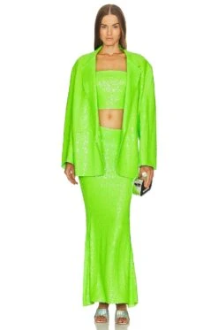 Norma Kamali Sequin Oversized Double Breasted Jacket Neon Green -Camila coelho Shop NKAM WO154 V5