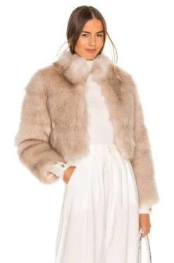 Tatiana Faux Fur Jacket Tan -Camila coelho Shop NKIE WO4 V1