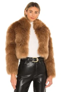 Tatiana Faux Fur Jacket Tan -Camila coelho Shop NKIE WO5 V1 1