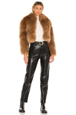 Tatiana Faux Fur Jacket Tan -Camila coelho Shop NKIE WO5 V4