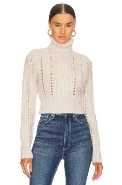 Rag & Bone Elizabeth Cable Turtleneck Ivory