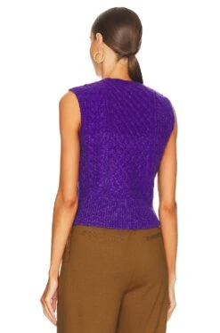 Rag & Bone Elizabeth Cable Vest Purple -Camila coelho Shop RGBR WK145 V3