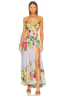 Lora Long Dress Multicolor Hibiscus