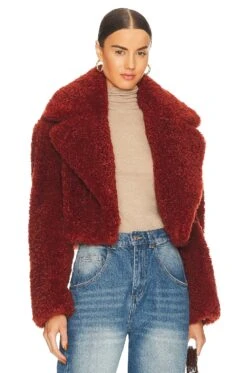 Helena Faux Fur Coat Rust
