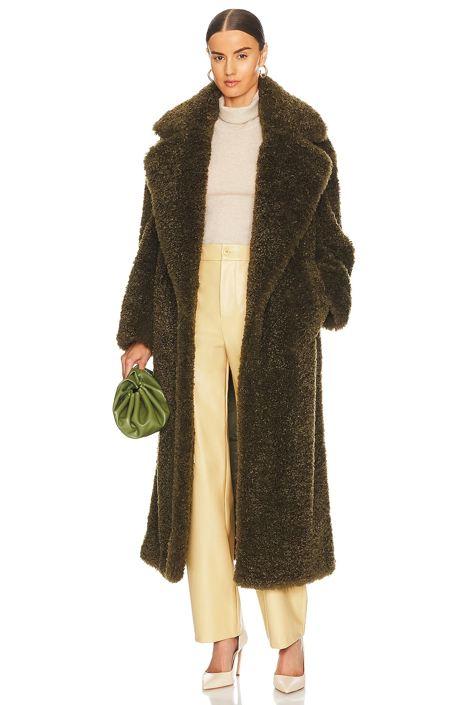 Toni Faux Fur Coat Olive Green 4 Toni Faux Fur Coat Olive Green - Image 2