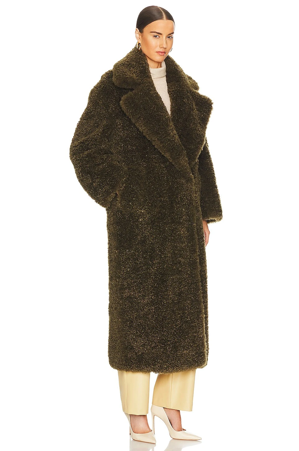 Toni Faux Fur Coat Olive Green 5 Toni Faux Fur Coat Olive Green - Image 3