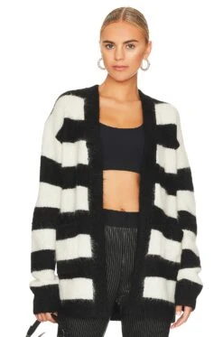 Artemis Cardigan Black & White Stripe