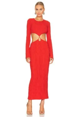 Oasis Long Sleeve Midi Dress Red