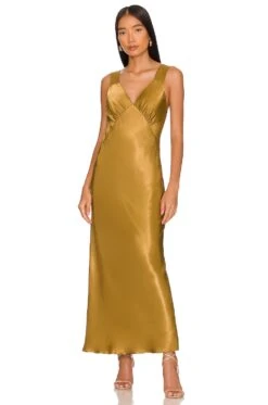 Shona Joy Giorgia Plunged Midi Dress Forest -Camila coelho Shop SHON WD410 V1