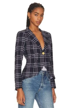 One Button Blazer Navy Lilac Grid -Camila coelho Shop SMYT WO337 V3