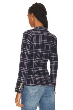 One Button Blazer Navy Lilac Grid -Camila coelho Shop SMYT WO337 V4