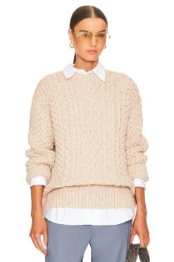 Song Of Style Naara Cable Crew Pullover Mushroom Grey