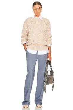 Song Of Style Naara Cable Crew Pullover Mushroom Grey -Camila coelho Shop SOSR WK70 V7