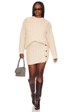 Song Of Style Naara Cable Crew Pullover Mushroom Grey -Camila coelho Shop SOSR WK70 V8