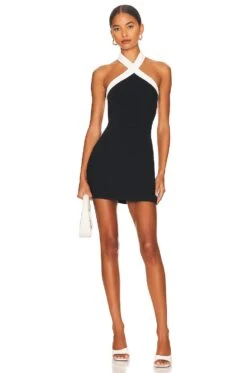 Brielle Cross Front Dress Black & White