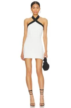 Brielle Cross Front Dress Black & White -Camila coelho Shop SPDW WD2189 V1