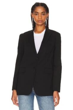THEORY Rolled Sleeve Blazer Black -Camila coelho Shop THEO WO366 V2
