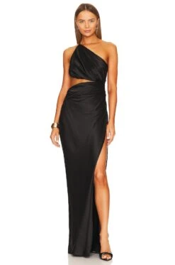 X REVOLVE One Shoulder Cut Out Gown Gold Lame 14 X REVOLVE One Shoulder Cut Out Gown Gold Lame -Camila coelho Shop TSEI WD68 V1
